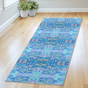 Tapis De Yoga Kaleidoscope bleu personnalisé