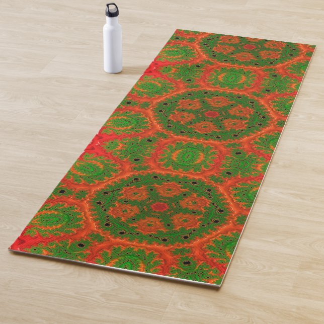 Tapis De Yoga Kaleidoscope orange et vert Yoga Mat (En situation)