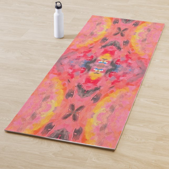 Tapis De Yoga Kaleidoscope rose Abstrait (En situation)