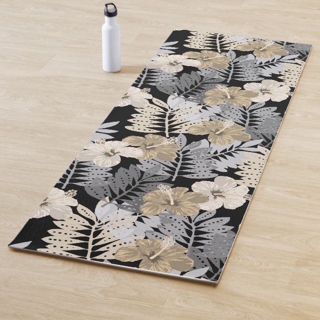 Tapis De Yoga Kauai Jungle Hawaiian Hibiscus and Palms - Neutral (En situation)