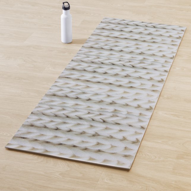 Tapis De Yoga Knit Stitch Tricot blanc Yoga Mat (En situation)
