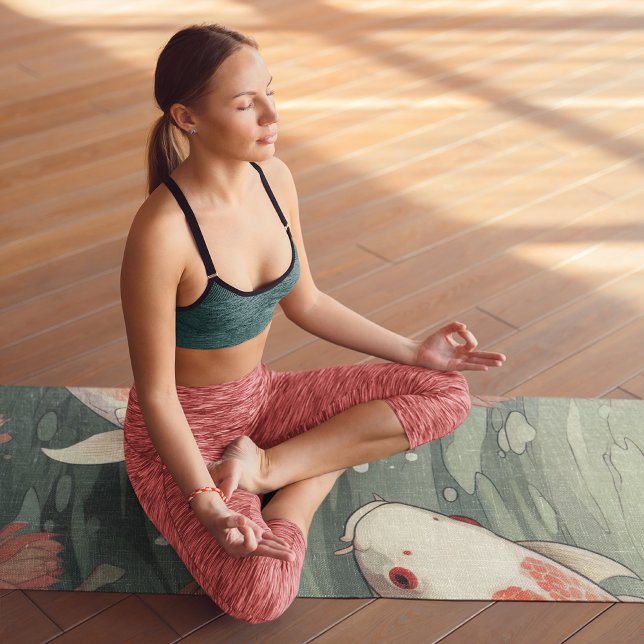 Tapis De Yoga Koi Fish Yin Yang Water Lily Nom personnalisé (Créateur téléchargé)