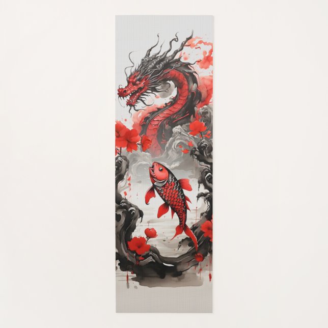 Tapis De Yoga La carpe devient un dragon (Devant)