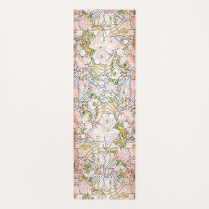 Tapis De Yoga La pivoine de Nouveau d'art de Mucha fleurit le
