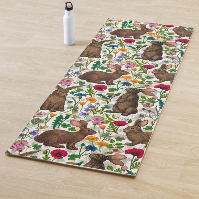 Tapis De Yoga Lapins et fleur sauvage (En situation)