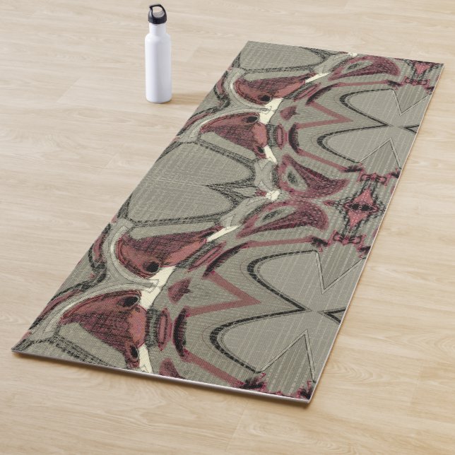 Tapis De Yoga L'art Abstrait gris et rouge (En situation)