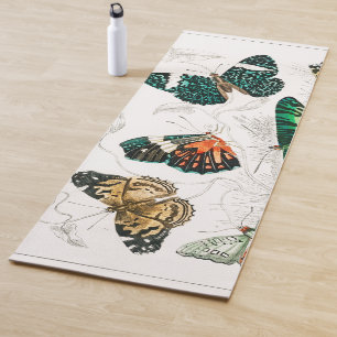 Tapis De Yoga L'art de l'ancienne illustration du papillon Vinta
