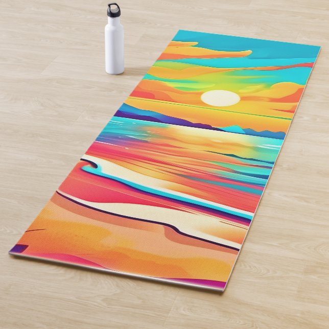 Tapis De Yoga L'art du coucher de soleil sur la plage animé (En situation)