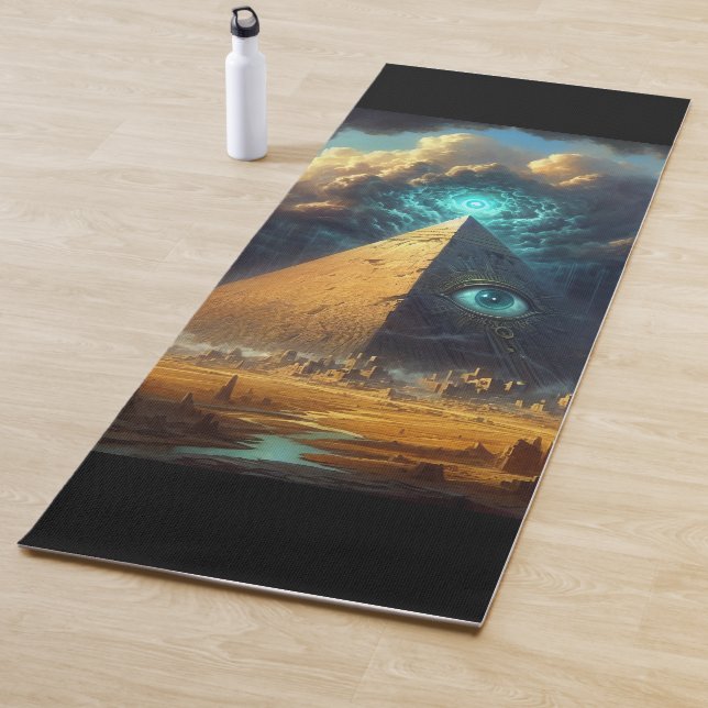 Tapis De Yoga L'art pyramidal bleu mystique (En situation)