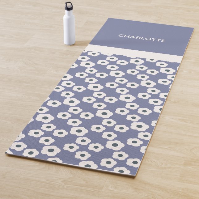 Tapis De Yoga Lavande Personnalisée Moderne Rétro Motif Floral (En situation)