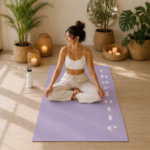 Tapis De Yoga Lavande poudrée bien-être minimaliste personnalisé