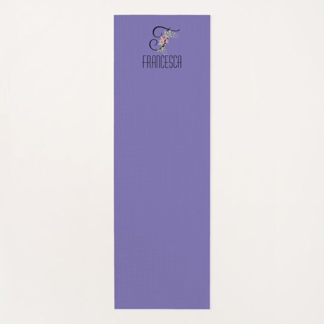 Tapis De Yoga Lave de fleur d'aquarelle initiale monogramme (Devant)