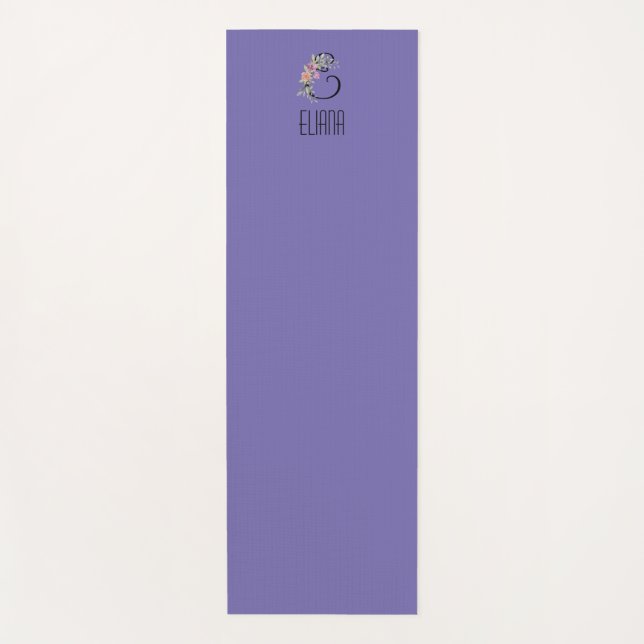 Tapis De Yoga Lave de fleur d'aquarelle initiale monogramme (Devant)