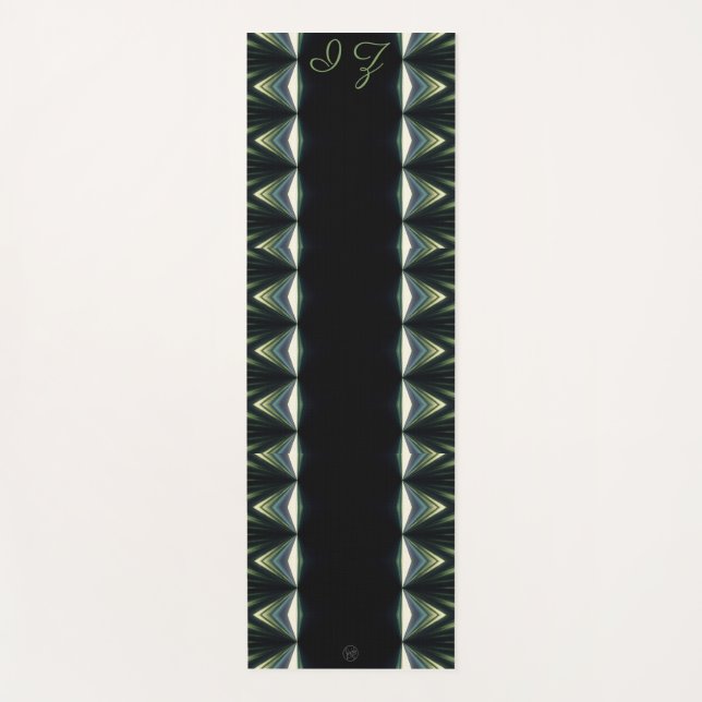 Tapis De Yoga LavishiSur Monogramme Black Green Piped Edging (Devant)