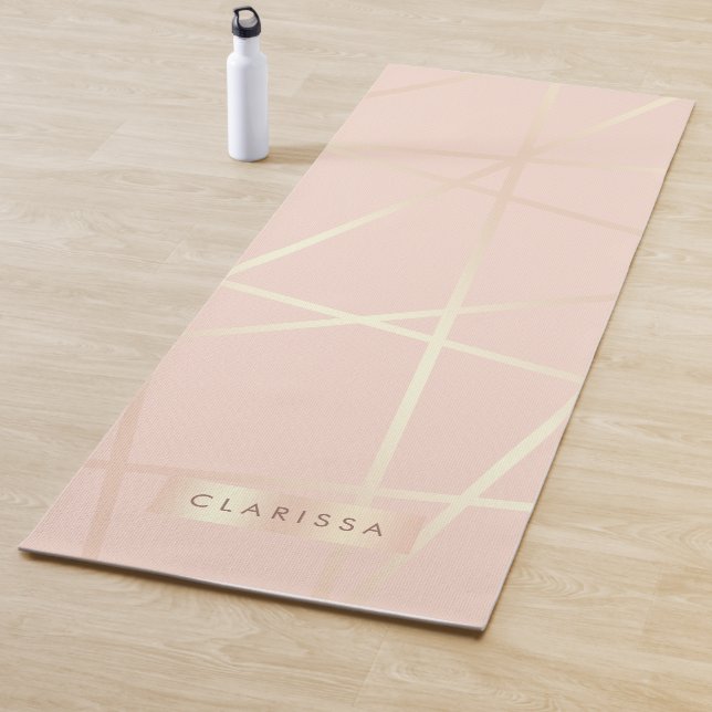 Tapis De Yoga Le joli or rose élégant et rougissent géométrique (En situation)