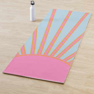 Tapis De Yoga Le Soleil 02 Retro Soleil Rose Et Bleu Soleil