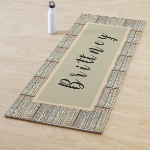 Tapis De Yoga Le Yoga Mat, un Motif tribal blanc et noir