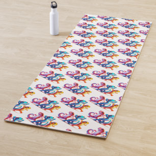 Tapis De Yoga Les salamandres colorés font la glisse de Salamand