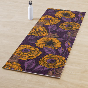 Tapis De Yoga Les souris font la fête en orange et violet