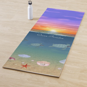 Tapis De Yoga Lever de soleil océanique, tortues, étoiles & perl