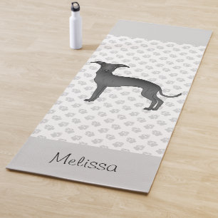 Tapis De Yoga Lévrier Italien Noir Chien Mignon Avec Nom Personn