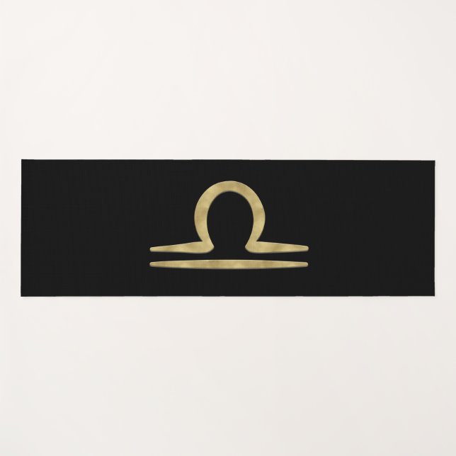 Tapis De Yoga LIBRA Gold Septembre Octobre Anniversaire Astrolog (Devant (Horizontal))