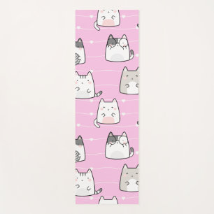 Tapis De Yoga Ligne de coeur de Motif Cute Kawaii Cats