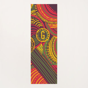 Tapis De Yoga Lignes Abstraites colorées   Rose violet jaune ver