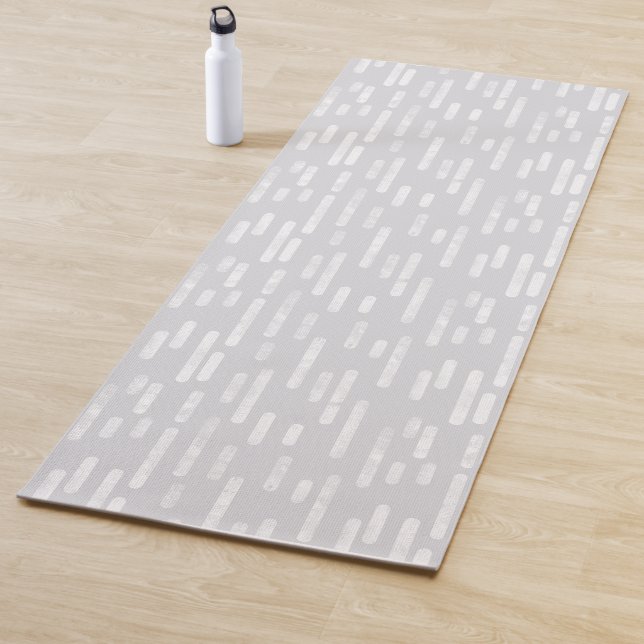 Tapis De Yoga Lignes arrondies gris pâle et blanc épais Motif (En situation)