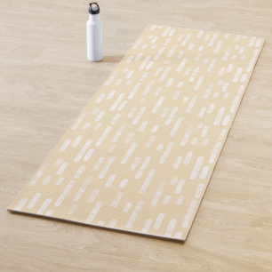 Tapis De Yoga Lignes arrondies jaune pâle et blanc épais Motif