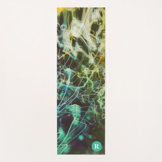 Tapis De Yoga Lignes de lumière électrique Dégradé Abstrait. (Devant)