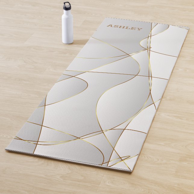 Tapis De Yoga Lignes Gold Wave (En situation)