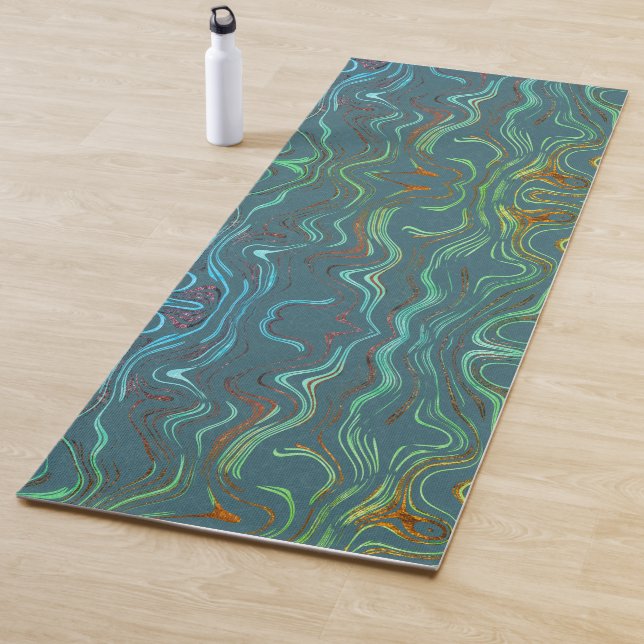 Tapis De Yoga Lignes multicolores de l'expression de marbre (En situation)