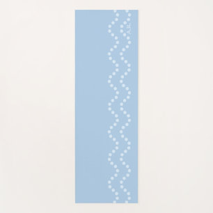 Tapis De Yoga Lignes ondulées pointillées minimales bleu clair a