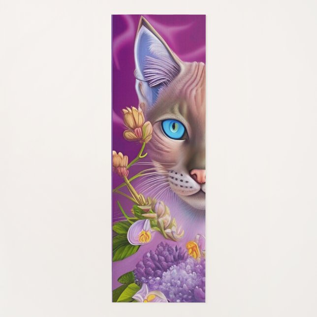Tapis De Yoga Lilac Lynx pointe Chat siamois dans le violet (Devant)