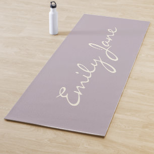 Tapis De Yoga Lilas Poussiéreux Élégant Nom Manuscrit Personnali