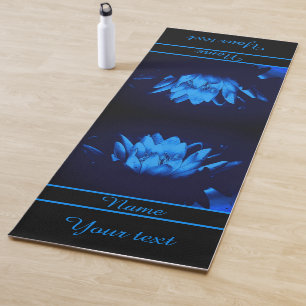Tapis De Yoga Lily Lotus Fleur d'eau bleu brillant Personnalisé