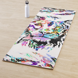 Tapis De Yoga Lion Yoga Mat Dessin coloré Art Abstrait