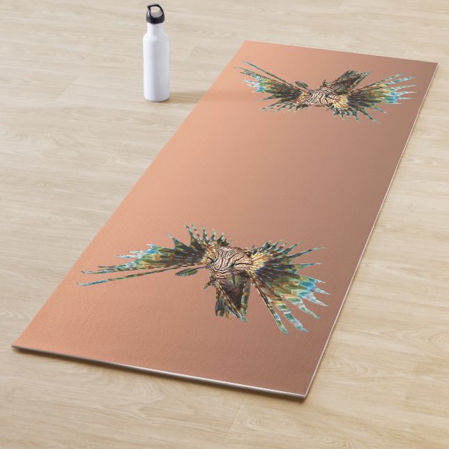 Tapis De Yoga Lionfish - Conception Abstraite - Découpé d'une ph (En situation)