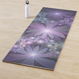 Tapis De Yoga Lit de fleurs tendance brillant art fractal abstra
