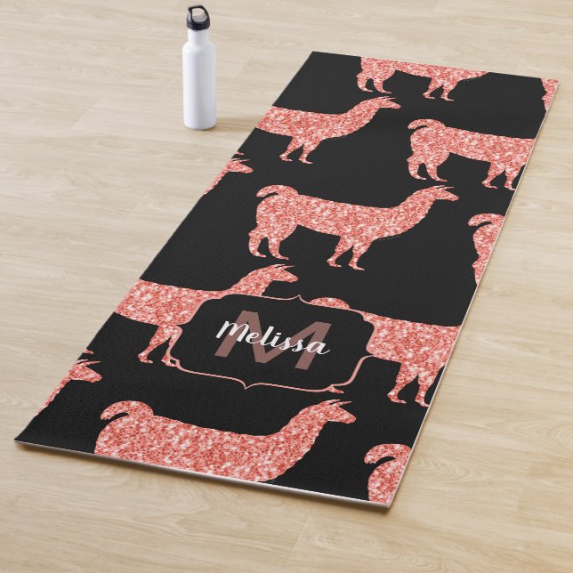 Tapis De Yoga Llama corail rose parties scintillant Étincelles m (En situation)