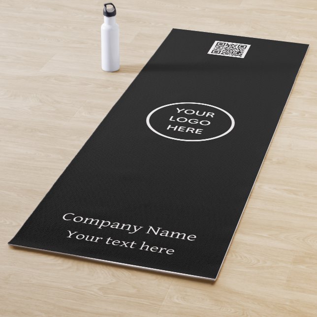 Tapis De Yoga Logo Code QR Entreprise Noir Affaires Salle de Spo (En situation)