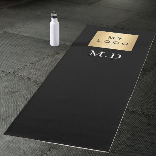 Tapis De Yoga Logo de l'entreprise noir monogramme studio d'affa