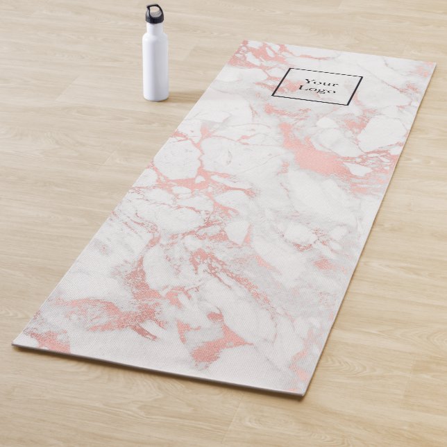 Tapis De Yoga Logo de l'entreprise rose or blanc marbre affaires (En situation)