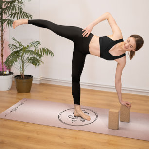 Tapis De Yoga Logo dégradé or rose minimaliste moderne féminin