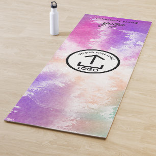 Tapis De Yoga Logo d'entreprise simple moderne Black Tie Dye Gym