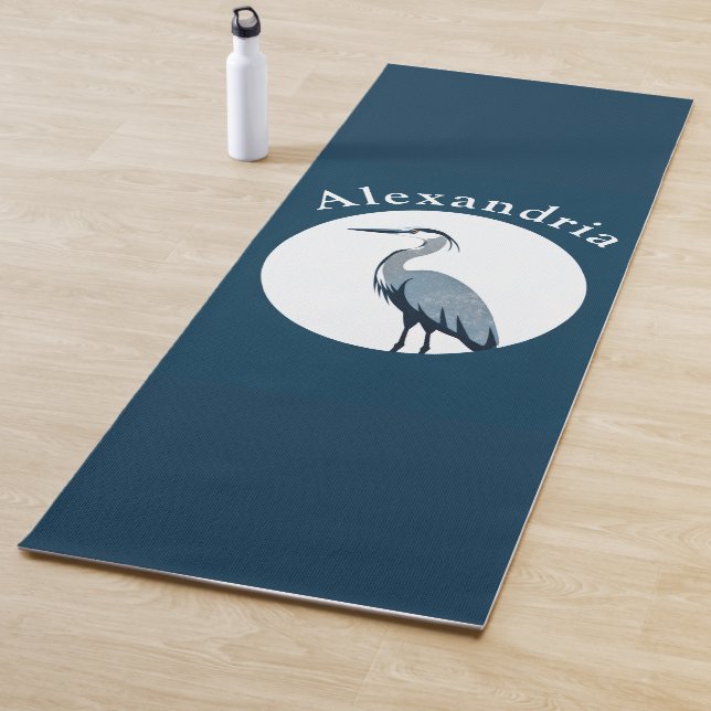 Tapis De Yoga Logo Grand Héron Bleu (En situation)