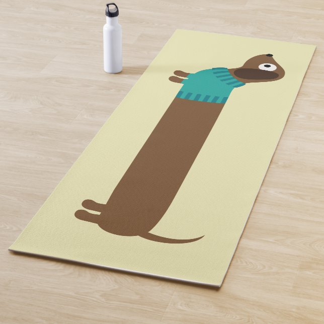 Tapis De Yoga Longue illustration mignonne de teckel (En situation)