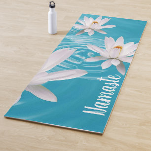 TAPIS DE YOGA   LOTUS BLANC NAMSTE PERSONNALISÉ ZEN 