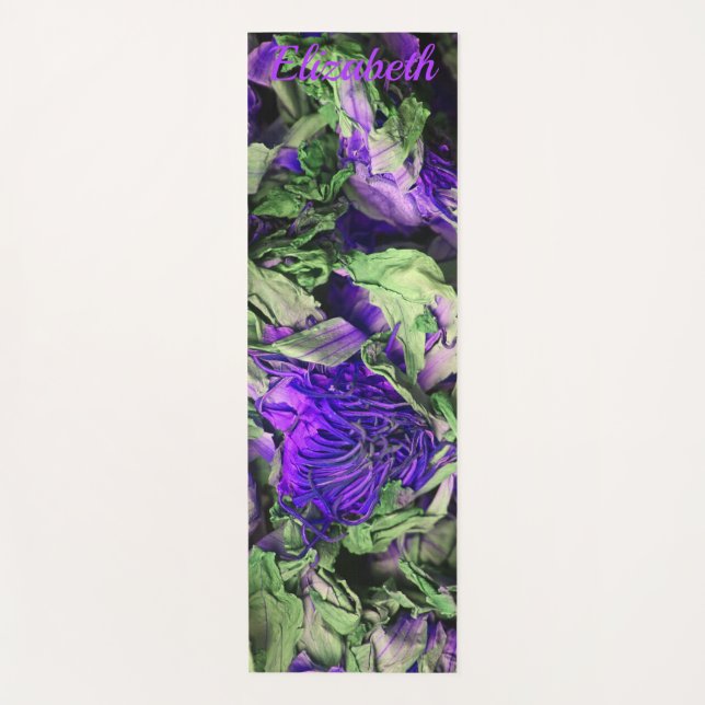 Tapis De Yoga Lotus bleu violet et vert (Devant)